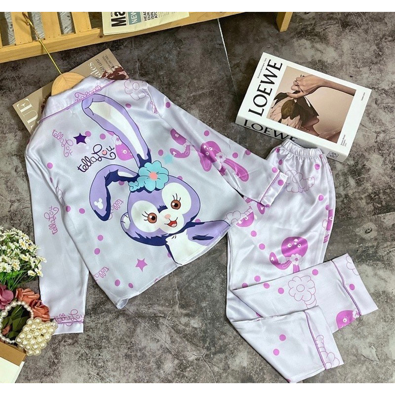 Đồ Bộ Bé Gái Mặc Nhà dài tay Pijama Lụa 3D Cao Cấp Cho Bé-BM03