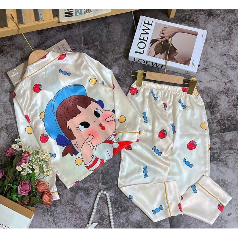 Đồ Bộ Bé Gái Mặc Nhà dài tay Pijama Lụa 3D Cao Cấp Cho Bé-BM03