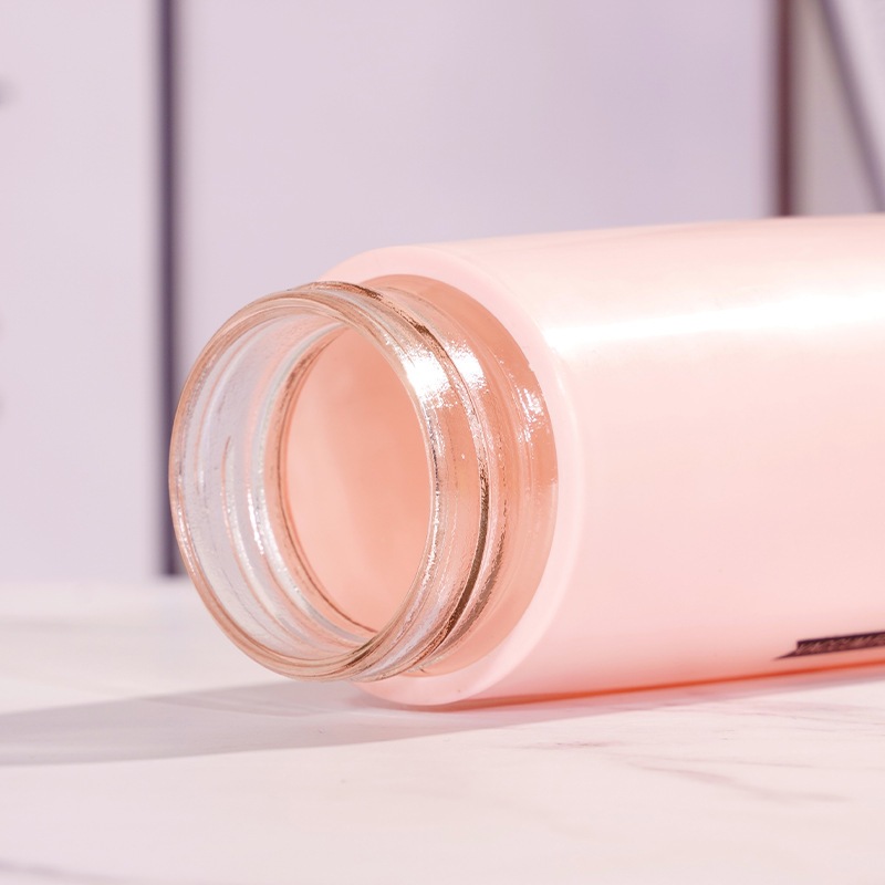 Bình nước NICE 400ml vỏ nhựa lõi thủy tinh 2 lớp cách nhiệt có móc treo chắc chắn - GIAO MÀU NGẪU NHIÊN