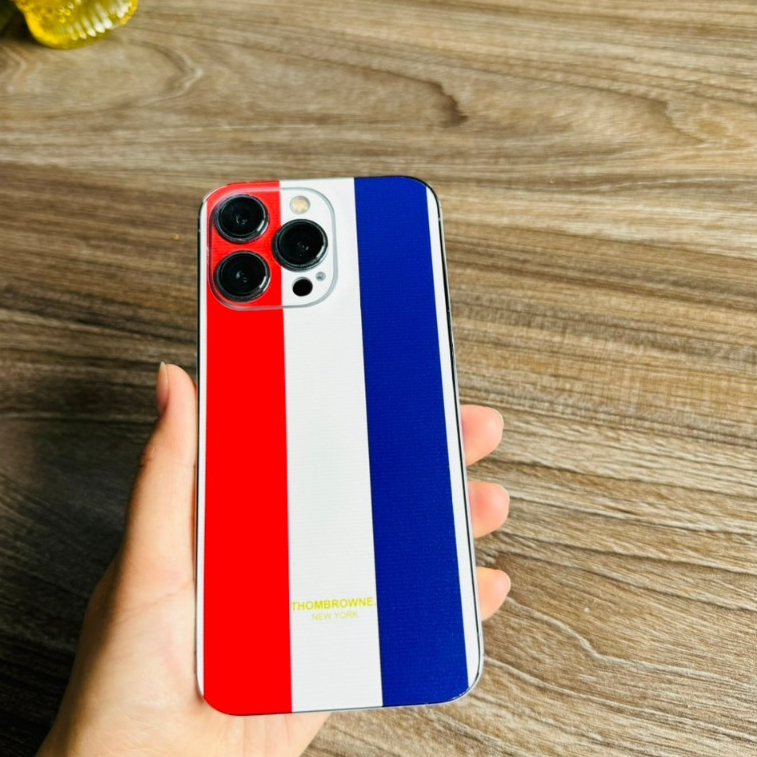 Miếng dán Skin sọc thom cho Samsung / Iphone 5/5s đến 15 promax Dán lưng kèm viền chống xước