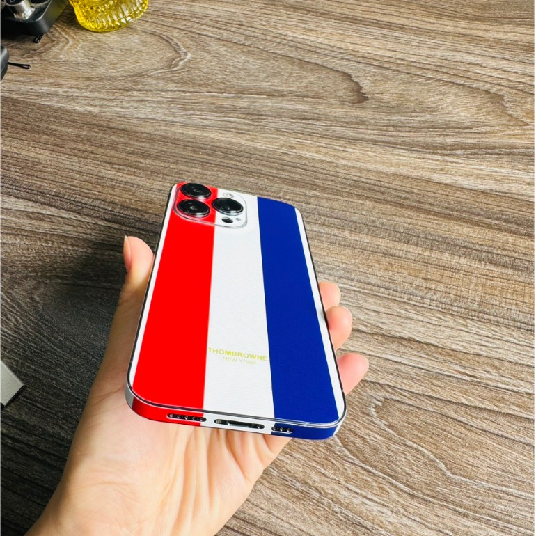 Miếng dán Skin sọc thom cho Samsung / Iphone 5/5s đến 15 promax Dán lưng kèm viền chống xước