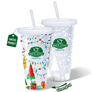 [THANH LÝ] Ly đổi màu Giáng sinh Phúc Long 710ml