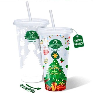 [THANH LÝ] Ly đổi màu Giáng sinh Phúc Long 710ml