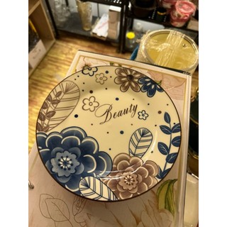 Đĩa sứ họa tiết trang trí bàn ăn decor - đĩa sứ trắng hoa 4d 20cm