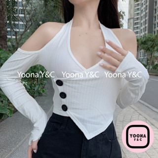 Áo Croptop Nữ Hở Vai Tay Dài Ôm Body, Áo Croptop Tay Dài Kiểu Sexy Chất Thun Freesize - Crop TD Hở Vai 3 Nút  - 3214