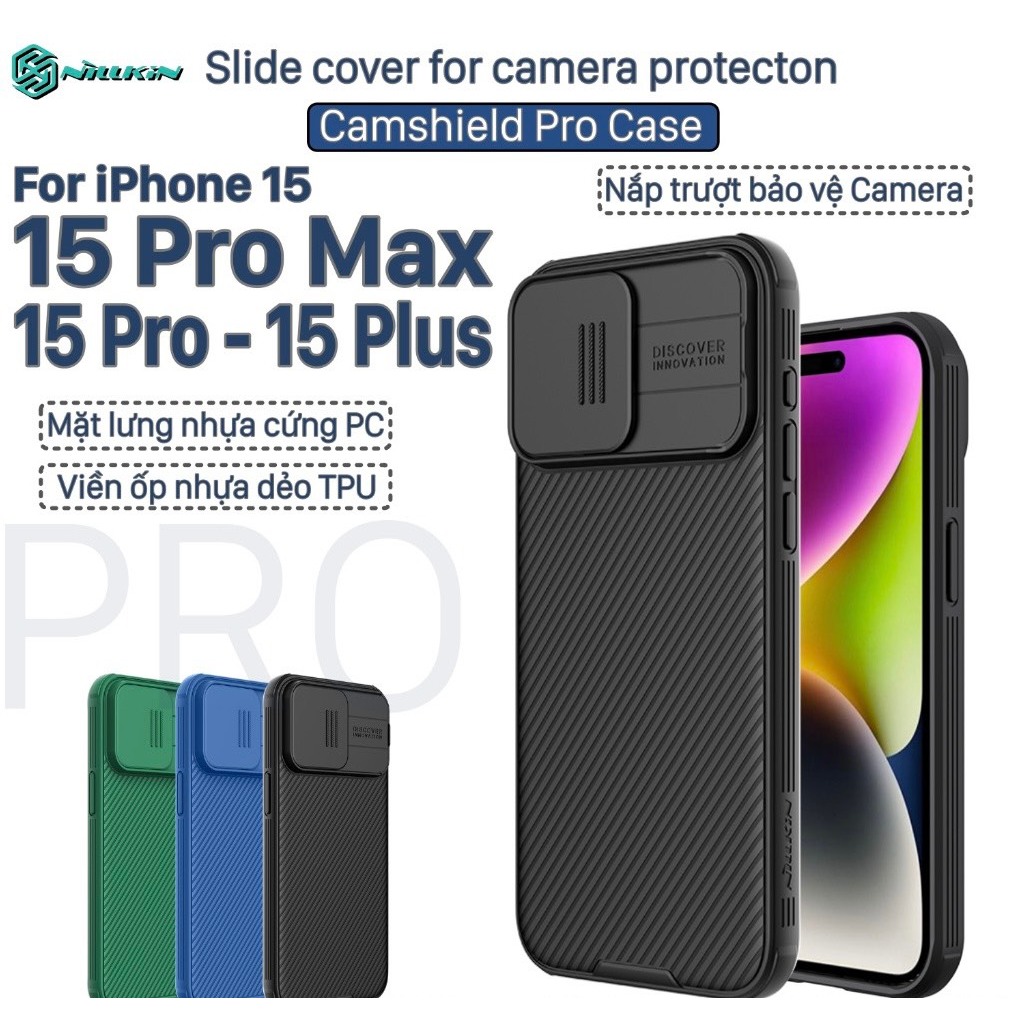 ỐP LƯNG IPHONE 16 pro max 15 PRO MAX - 15 PRO - 15 PLUS - 15 NILLKIN CAMSHIELD PRO NILLKIN CHÍNH HÃN