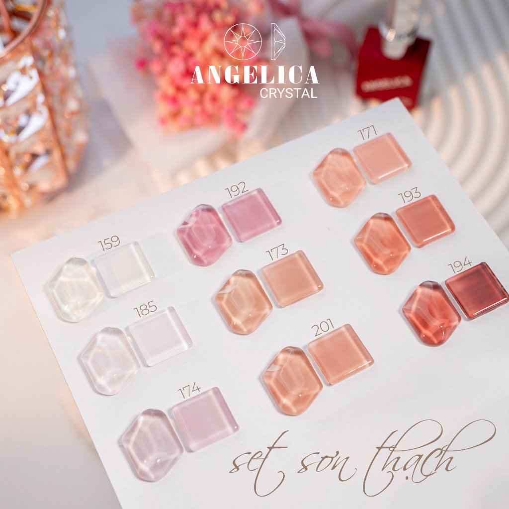 Sơn gel thạch đỏ, cam, hồng, nâu trà hổ phách trang trí móng ANGELICA SGA