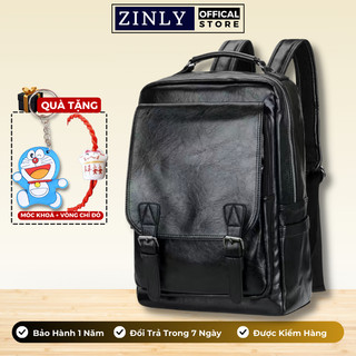 Balo da thời trang nam nữ, balo da pu cao cấp đựng laptop 15,6 inh, chống nước phong cách hàn quốc - zinly