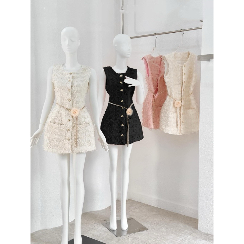 ĐẦM LÔNG PHỐI NÚT 4 TÚI VIỀN BÍNH