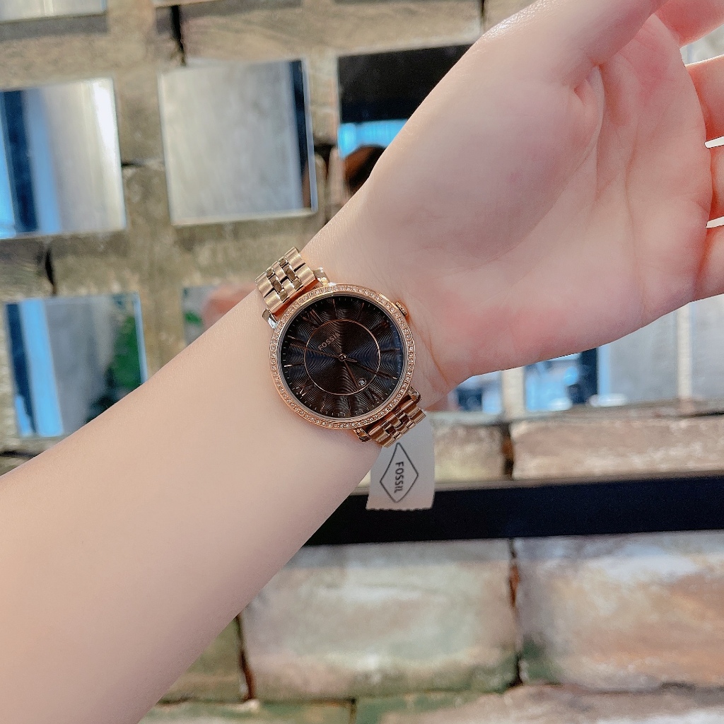 Đồng hồ Nữ Fossil ES4723 mặt đen dây rosegold