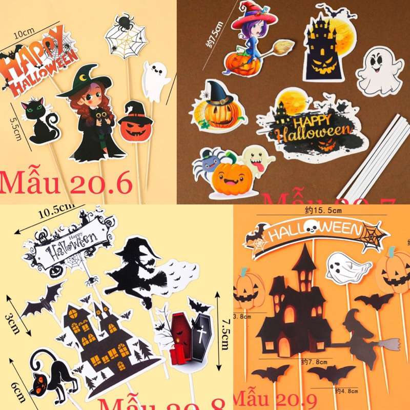 Que cắm Halloween trang trí bánh kem