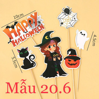 Que cắm Halloween trang trí bánh kem