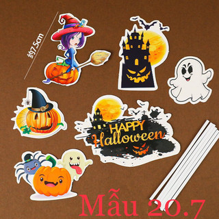 Que cắm Halloween trang trí bánh kem