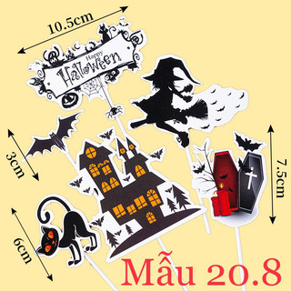 Que cắm Halloween trang trí bánh kem