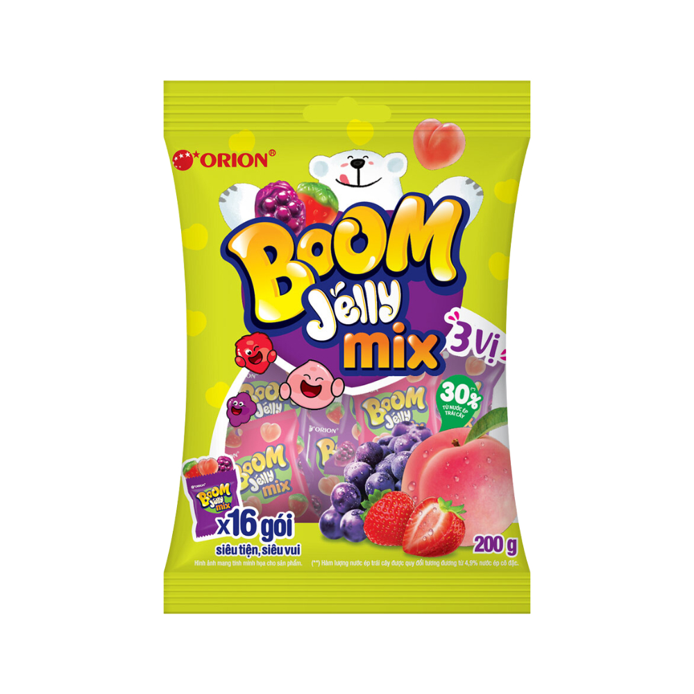 Kẹo Dẻo Boom Jelly THẠCH Orion MIX VỊ túi 200g