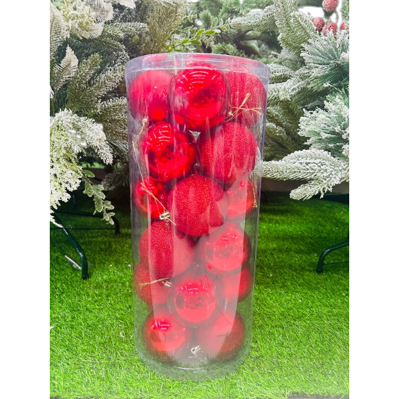 NOEL Set Châu KT+Bóng+Mờ 8CM 24PCS SP011498