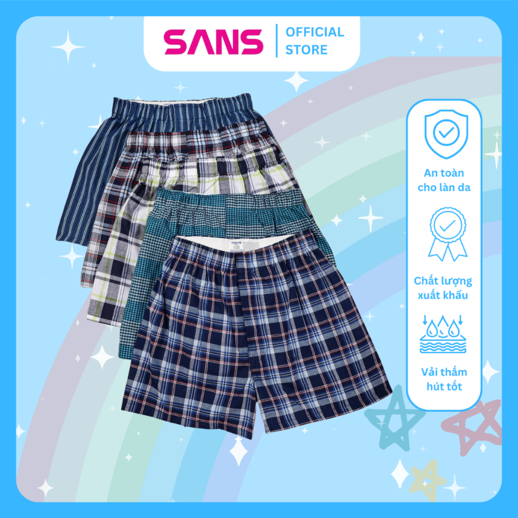 Set combo 5 quần đùi boxer cho bé trai chất liệu cotton thoáng khí đủ size 17-45kg Nhà Sans | C1