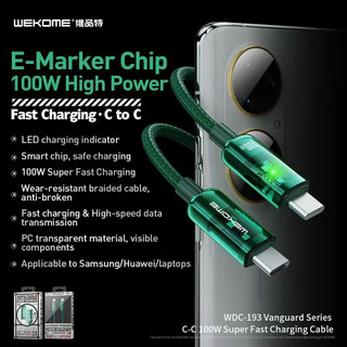 Cáp sạc nhanh 100W 2 đầu Type-c WEKOME WDC-193
