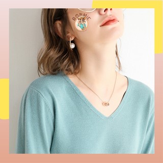 Áo len nữ dệt kim mỏng tay dài cổ V tim cổ tròn phong cách Hàn Quốc hot trend thu đông 2021; A10 - BONMIE