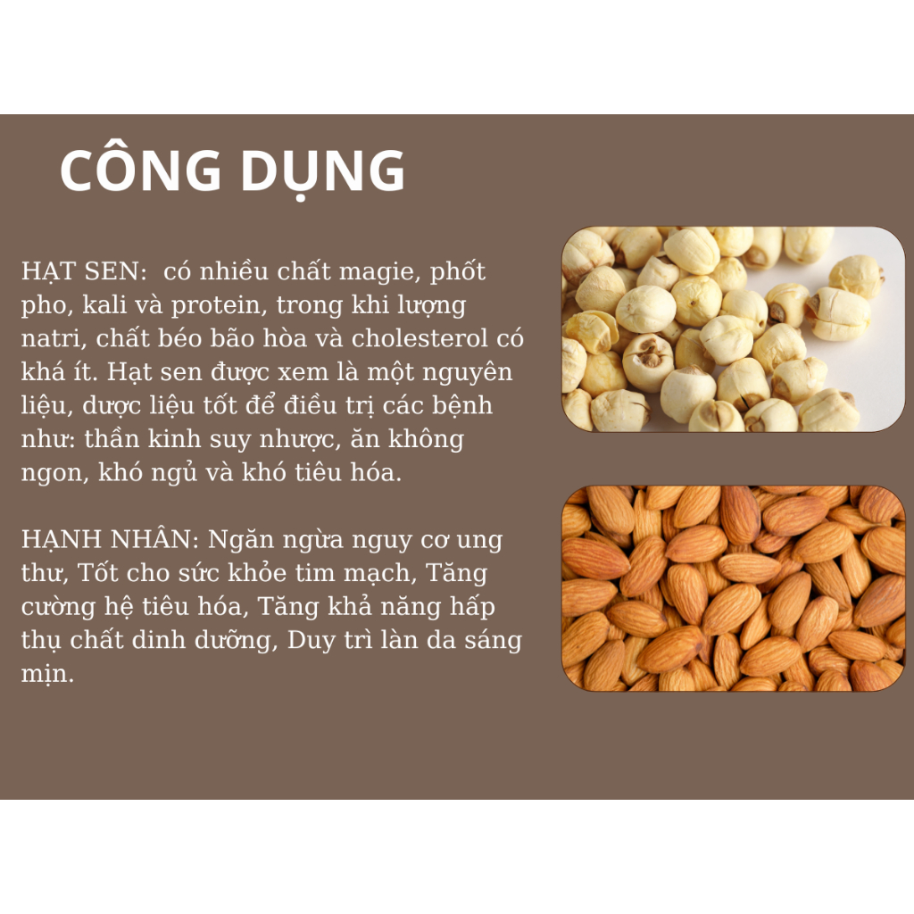 Bột Hạt Sen Hạnh Nhân Nguyên Chất  500g