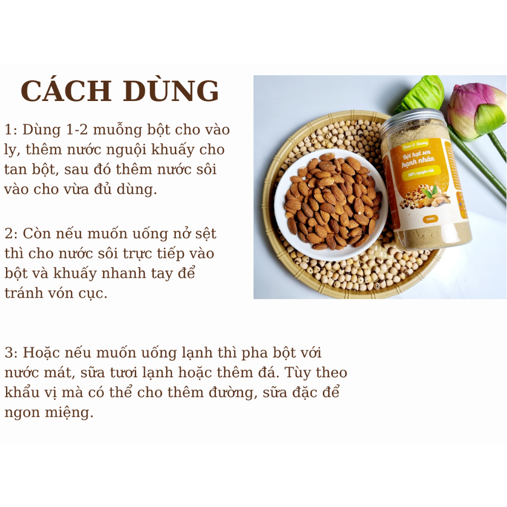 Bột Hạt Sen Hạnh Nhân Nguyên Chất  500g