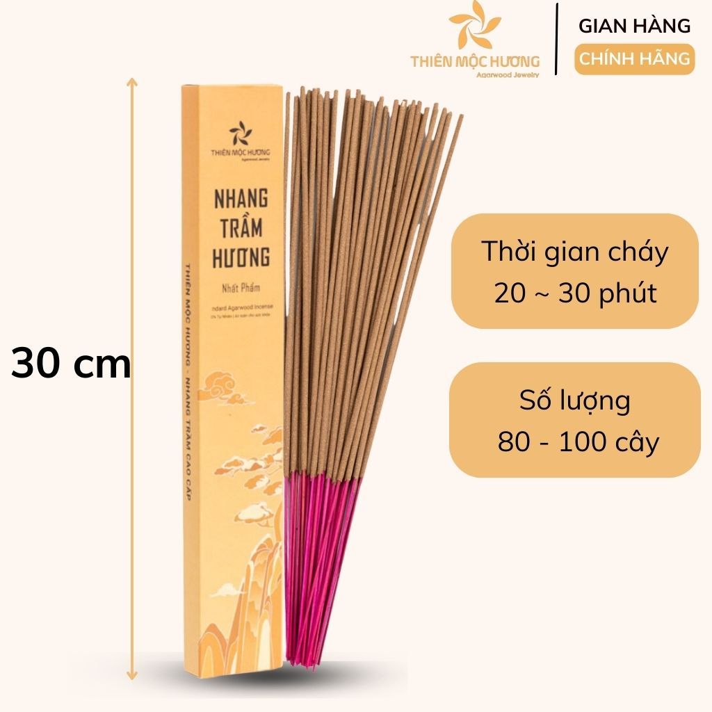 Combo nhang trầm hương THIÊN MỘC HƯƠNG  mua 3 tặng 1, hương trầm ít khói, không hóa chất loại 12 năm, dài 30cm