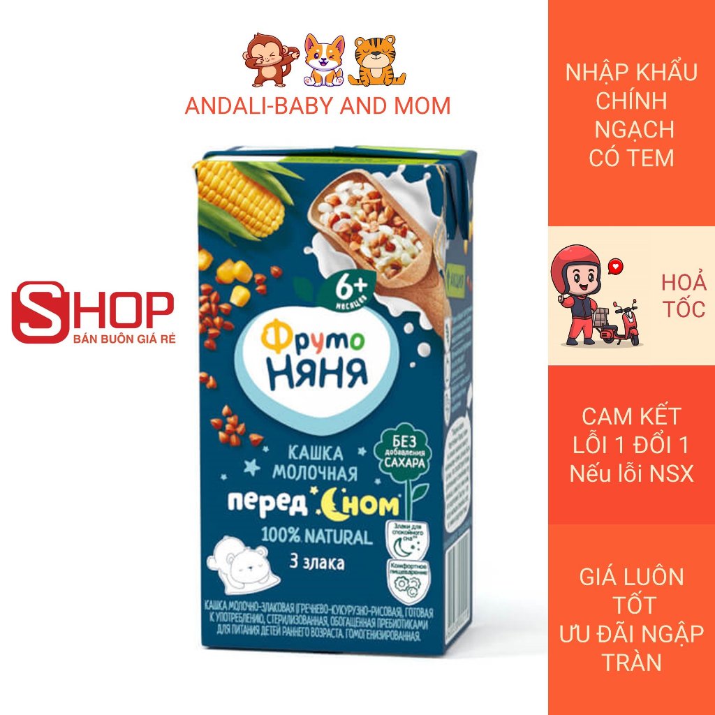 Sữa Đêm FRUTO Nga pha sẵn cho bé 6 tháng đủ vị giúp bé tăng cân, ngủ ngon