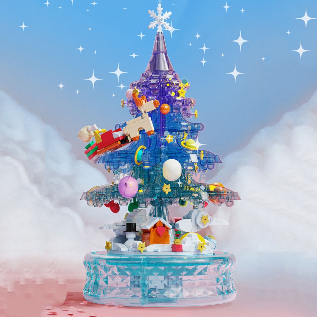 Đồ Chơi Lắp Ráp Kiểu Lego Giáng Sinh Mô Hình Hộp Nhạc Cây Thông Noel Có Đèn Và Phát Nhạc Merry Christmas No.D1003, D1004