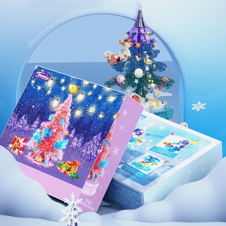 Đồ Chơi Lắp Ráp Kiểu Lego Giáng Sinh Mô Hình Hộp Nhạc Cây Thông Noel Có Đèn Và Phát Nhạc Merry Christmas No.D1003, D1004