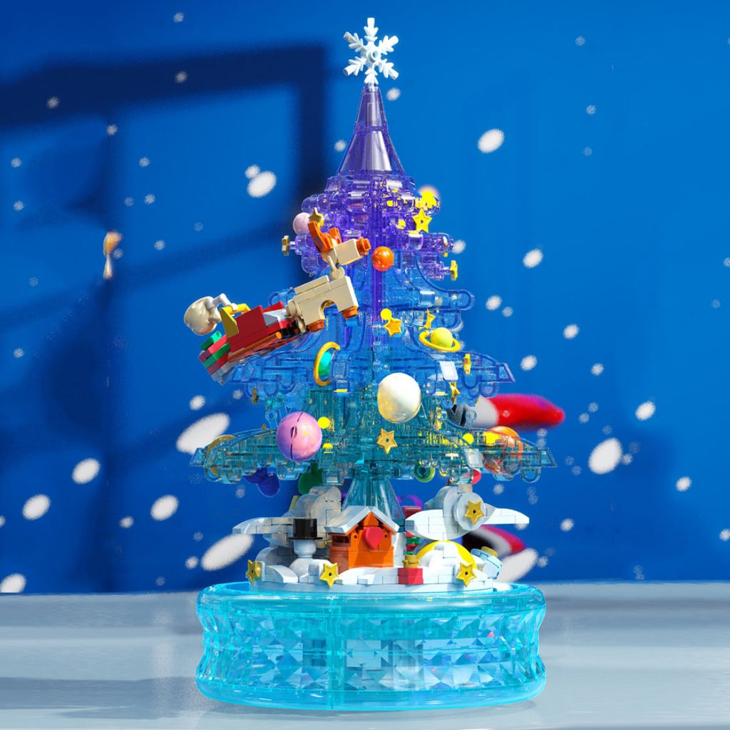 Đồ Chơi Lắp Ráp Kiểu Lego Giáng Sinh Mô Hình Hộp Nhạc Cây Thông Noel Có Đèn Và Phát Nhạc Merry Christmas No.D1003, D1004