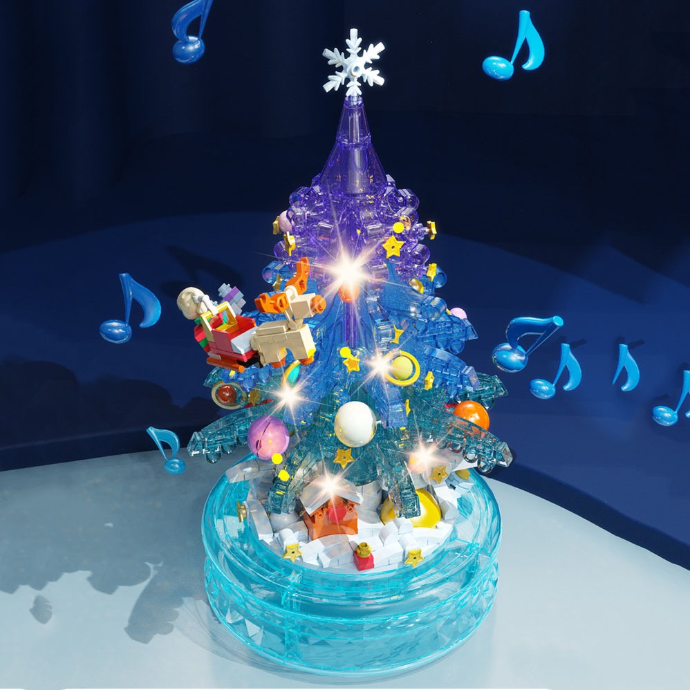 Đồ Chơi Lắp Ráp Kiểu Lego Giáng Sinh Mô Hình Hộp Nhạc Cây Thông Noel Có Đèn Và Phát Nhạc Merry Christmas No.D1003, D1004