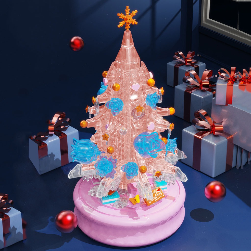 Đồ Chơi Lắp Ráp Kiểu Lego Giáng Sinh Mô Hình Hộp Nhạc Cây Thông Noel Có Đèn Và Phát Nhạc Merry Christmas No.D1003, D1004