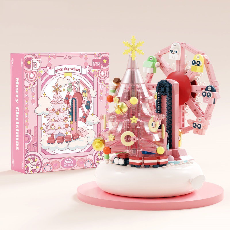 Đồ Chơi Lắp Ráp Kiểu Lego Noel Mô Hình Cây Thông Đu Quay Giáng Sinh Merry Christmas Có Đèn Và Phát Nhạc No.DK7030