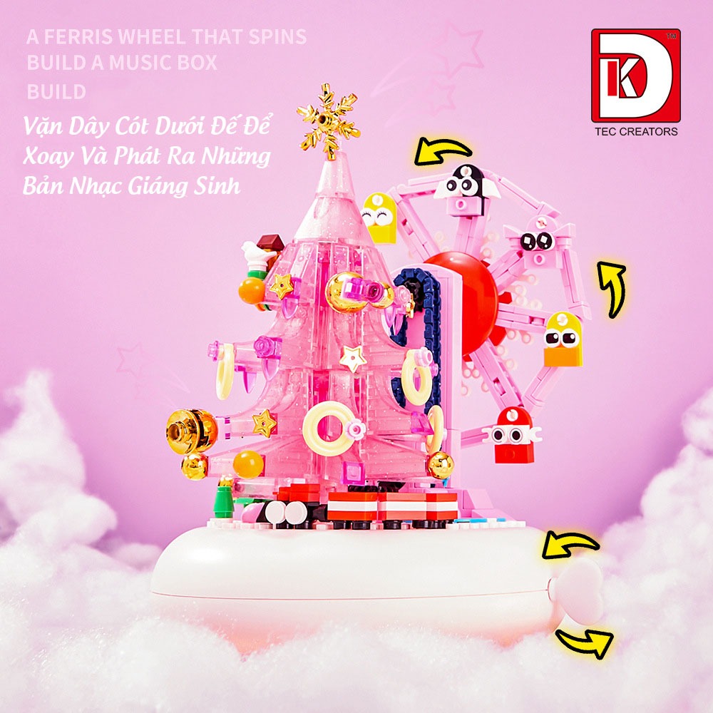 Đồ Chơi Lắp Ráp Kiểu Lego Noel Mô Hình Cây Thông Đu Quay Giáng Sinh Merry Christmas Có Đèn Và Phát Nhạc No.DK7030