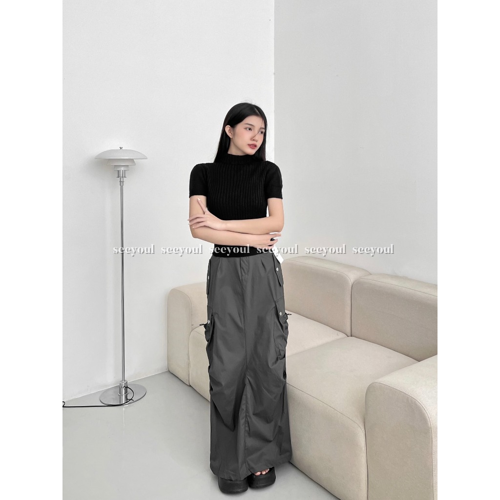 Áo len cao cổ cộc tay basic-4485