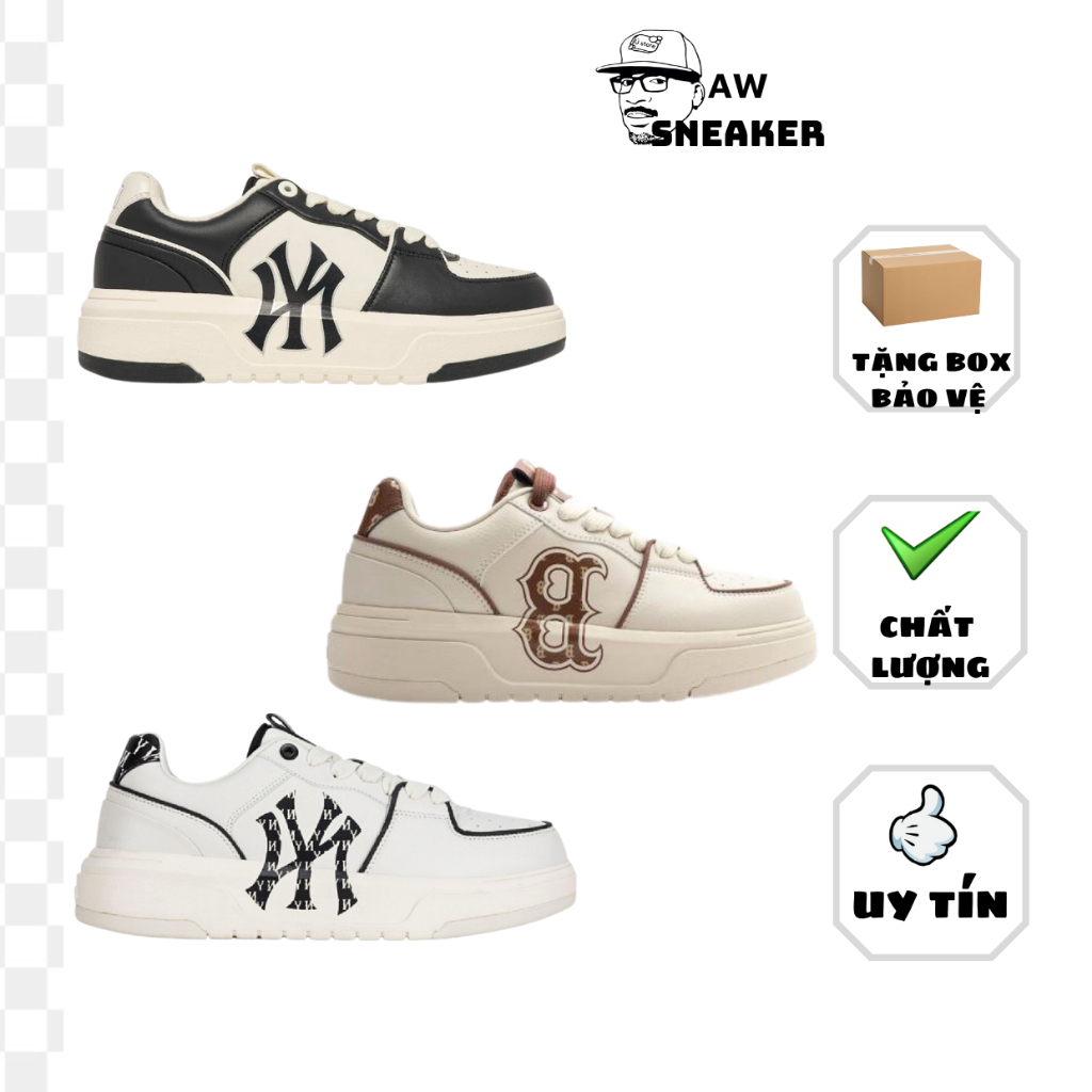 Giày sneaker MLB Chunky Liner chữ B nâu  Chunky Panda Hot 2023, Giày thể thao Chuky Liner Ny cách điệu đế 5 phân nam nữ