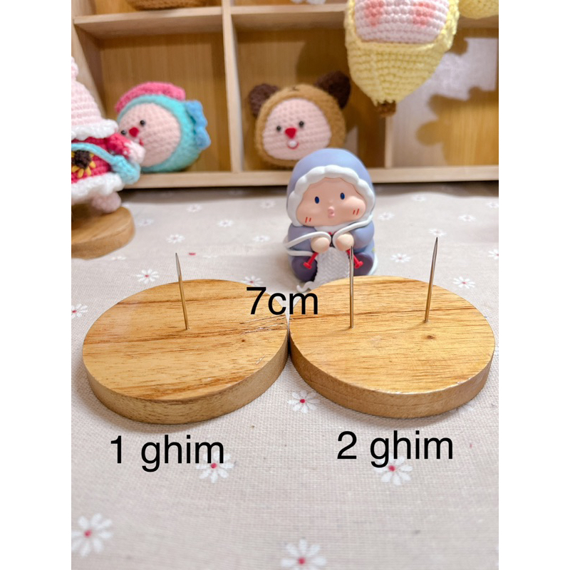 Chân đế ghim búp bê len bằng gỗ nguyên khối