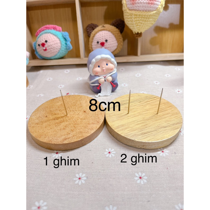 Chân đế ghim búp bê len bằng gỗ nguyên khối