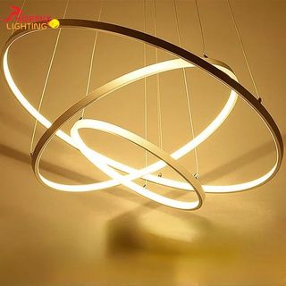 Đèn Thả Trần Không Gian Led Hình Tròn 3 Vòng Viền Vàng/Trắng - 3 Chế Độ Ánh Sáng