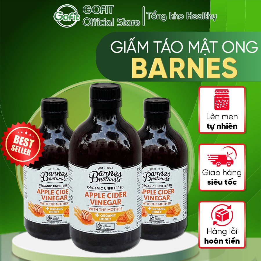 Giấm Táo Mật Ong Hữu Cơ Barnes Naturals 500ml
