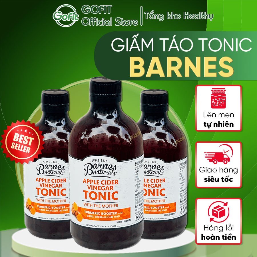 Giấm Táo Mật Ong Hữu Cơ Tonic BARNES Naturals 500ml