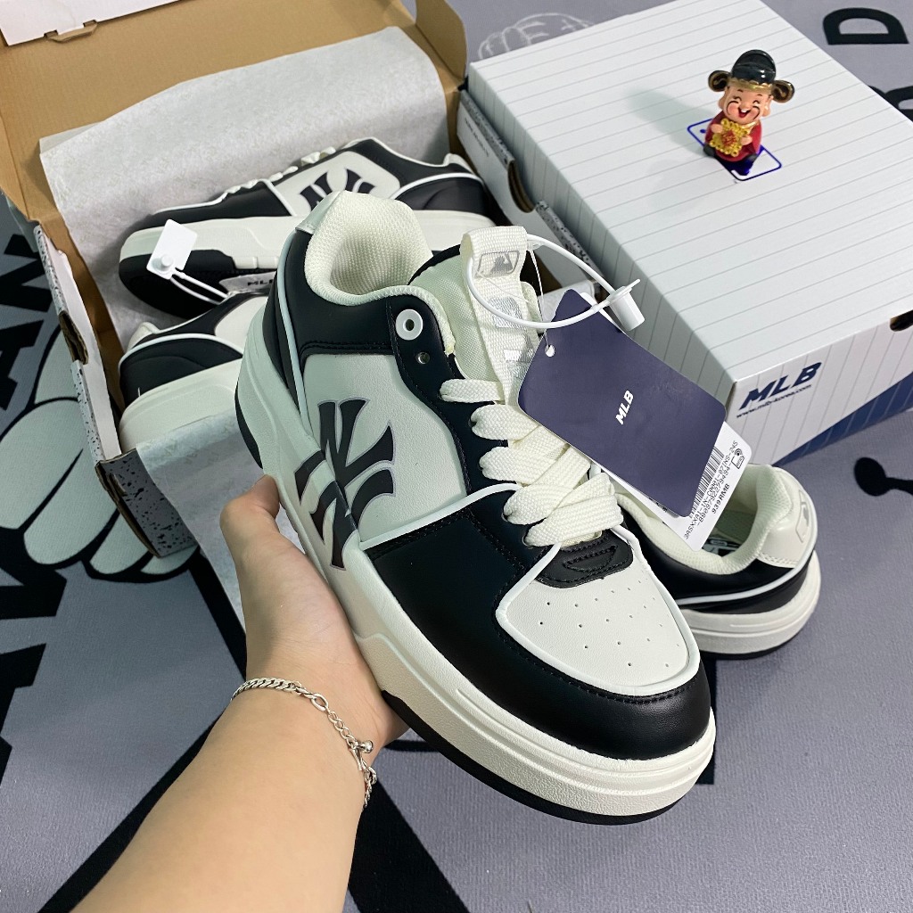 Giày sneaker MLB Chunky Liner chữ B nâu  Chunky Panda Hot 2023, Giày thể thao Chuky Liner Ny cách điệu đế 5 phân nam nữ