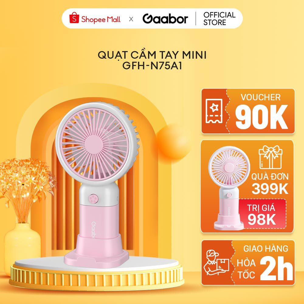 Quạt cầm tay mini GAABOR GFH-N75A sạc USB bỏ túi tiện lợi tốc độ quay 5000rpm sạc USB - Hàng chính hãng