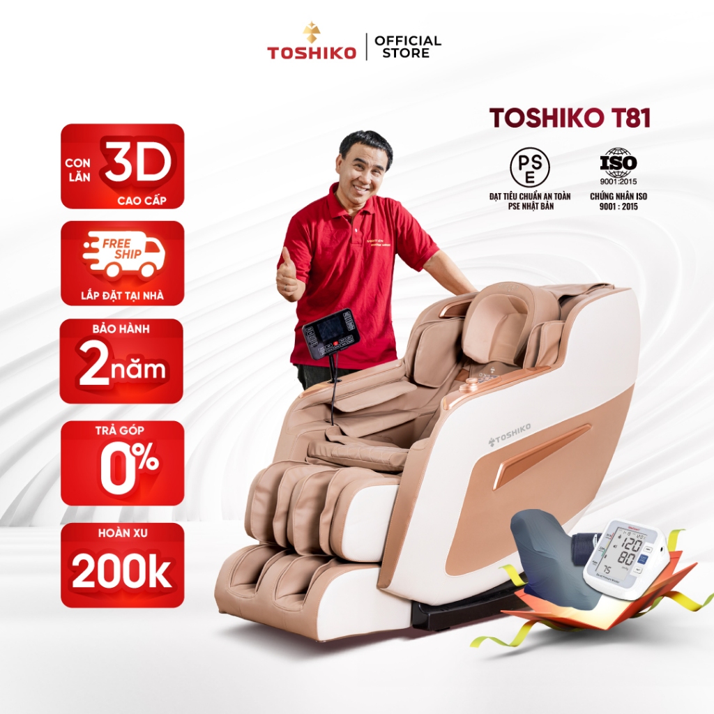 Ghế massage trị liệu toàn thân Toshiko T81 cao cấp hỗ trợ điều khiển bằng giọng nói bằng tiếng Việt