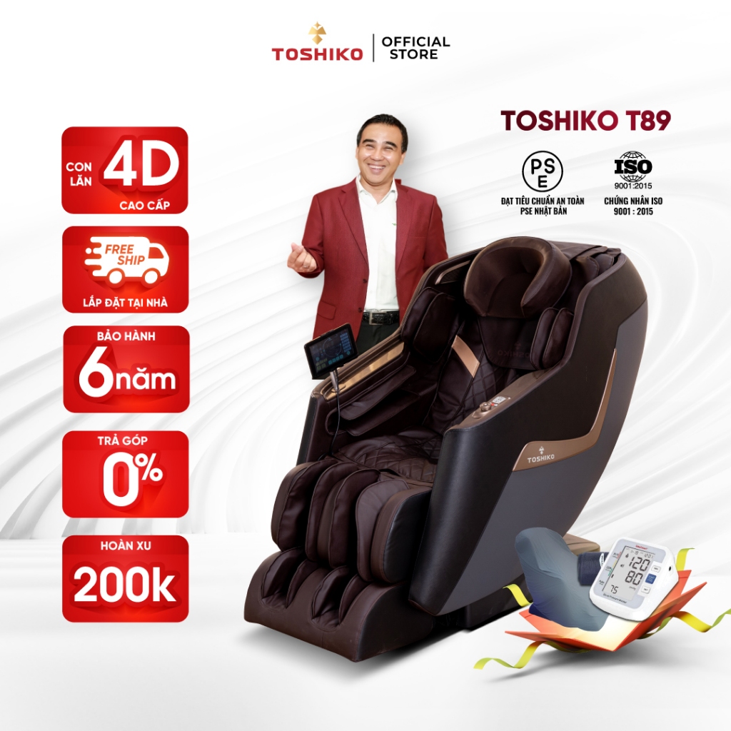 Ghế massage Toshiko T89 công nghệ con lăn massage 4D cao cấp hỗ trợ điều khiển giọng nói Tiếng Việt