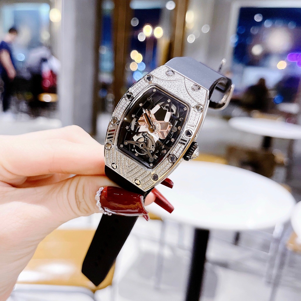 Đồng hồ nữ Hanboro HBR-964 Đính Full Đá, Dây cao su, Authentic, fullbox, Luxury diamond watch