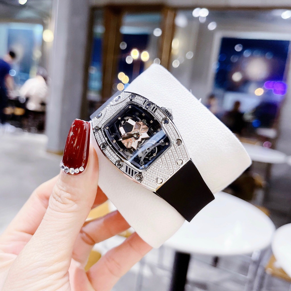 Đồng hồ nữ Hanboro HBR-964 Đính Full Đá, Dây cao su, Authentic, fullbox, Luxury diamond watch