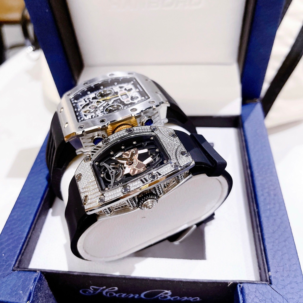 Đồng hồ nữ Hanboro HBR-964 Đính Full Đá, Dây cao su, Authentic, fullbox, Luxury diamond watch