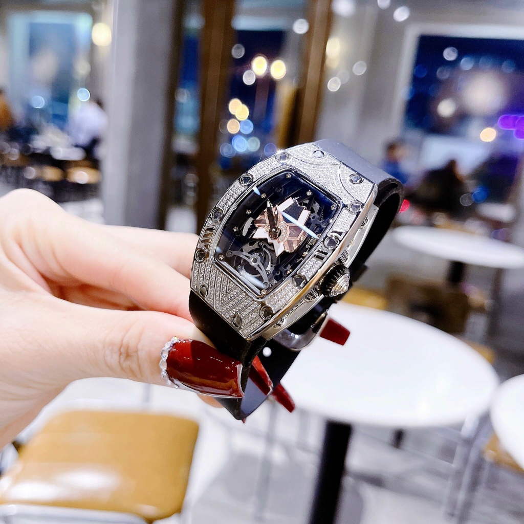 Đồng hồ nữ Hanboro HBR-964 Đính Full Đá, Dây cao su, Authentic, fullbox, Luxury diamond watch