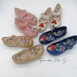  MINI MELISSA Giày Nhựa Thơm Trẻ Em Xuất Dư Họa Tiết Nấm Dáng Búp Bê Cực Xinh Cho Bé Gái 